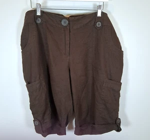 Dalia Collection Linen Cargo Shorts Womens 18W Plus Size Brown Summer Comfort - Picture 1 of 12
