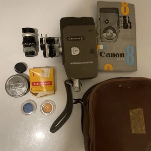 Vintage Canon Cine 8-T movie camera 8mm + Lenses Filters Manuals Untested As Is - Picture 1 of 13