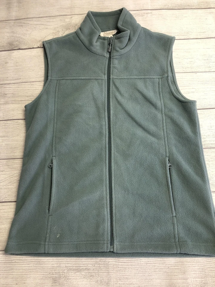 Natural Reflections Vest Womens Medium Green Fleece Full Zip Sleeveless Outdoors - Image 1 of 4