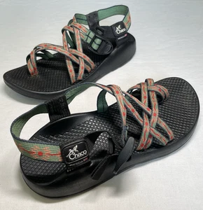 Chaco ZX/2 Classic Sandals Women's Size 7 Orange Green Double Strap Toe Loop - Picture 1 of 11