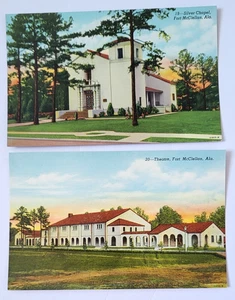 PR 1940 FORT MCCLELLAN AL PC Views SILVER CHAPEL & THEATRE Teich Archives MINT - Picture 1 of 2