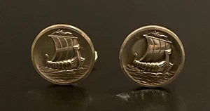 Beautiful Vintage Georg Jensen Viking Ship Sterling Cufflinks #50- 15.97gr - Picture 1 of 8