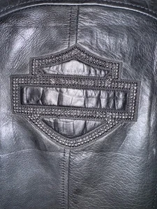 Chaqueta de cuero negra con tachuelas Olivia Wow mediana para mujer Harley Davidson equipo de paseo - Imagen 1 de 12