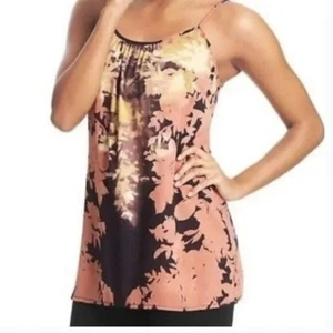 CABI Shadow Leaf Floral Cami Brown Pink Taupe Sz L #553 EUC - Picture 1 of 5