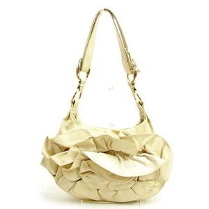 Bolso de Hombro YVES SAINT LAURENT Rive Gauche Cuero Nadja Beige Volantes De Colección - Imagen 1 de 6