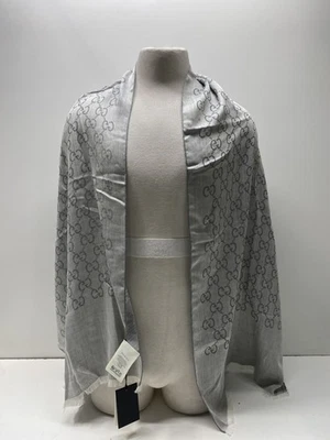 Gucci Gris Logo Patrón Chal Bufanda GG Monograma Foto 1 de 4