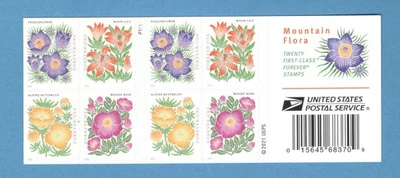 Sc # 5676-5679 ~ Booklet Pane of 20 ~ Forever Issue, Mountain Floral - Image 1 of 2