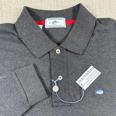 Nuevo con etiquetas Camisa Polo Southern Tide Para Hombre Mediana The Skipjack Gris Manga Larga Foto 1 de 4