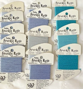 Rainbow Gallery Needlepoint Embroidery Threads Lot of 14 Sparkle Rays Blues New - Picture 1 of 5