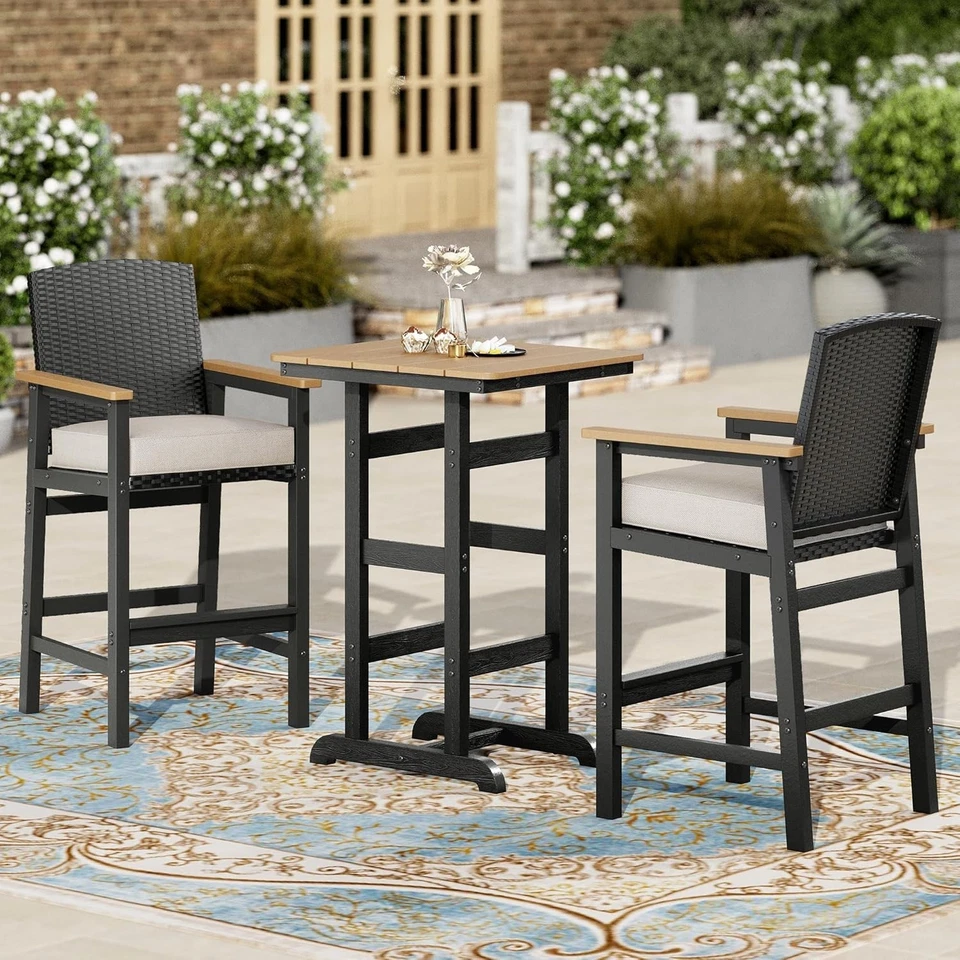 Polyrattan Gartenbar Set Gartenmöbel Sitzgruppe Rattan Bar Tresen Barset Tisch - Bild 1 von 4