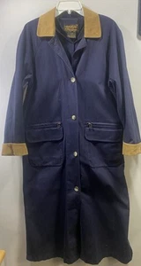 Vintage Eddie Bauer Duster Woman’s Small Corduroy Collar Cuffs Blue - Picture 1 of 14