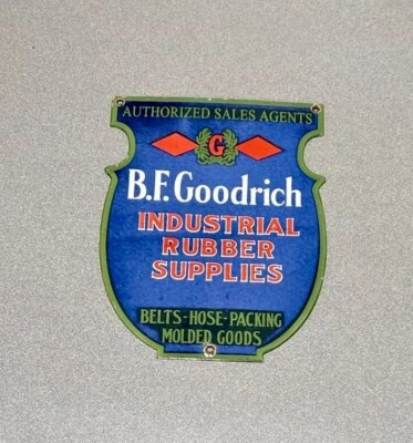 VINTAGE 12” GOODRICH TIRES PORCELAIN SIGN CAR GAS OIL TRUCK MOTORCYCLE - Image 1 of 2