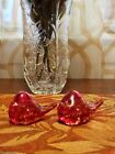 Vintage Red Glass Bird 3" Paper Weight Rare Feathered Pattern (2)