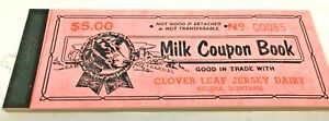 Vintage Milk Coupon Book Full Clover Leaf Jersey Dairy Helena Montana UNUSED PK