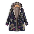 Fe# Women Winter Coat Parkas Casual Floral Print Hooded Zipper Warm Coat Plus Si
