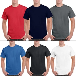 Crew Neck Unisex Soft Style Plan 100% Cotton Short Sleeves T-Shirt For Men's - Picture 1 of 19