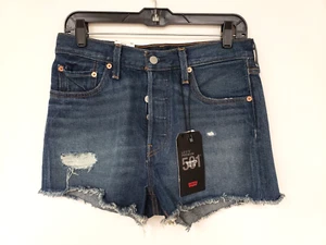 Levi’s Levi 501 Women Button High Jean Distressed Cut Off Denim Short 28 New 8 C - Picture 1 of 7
