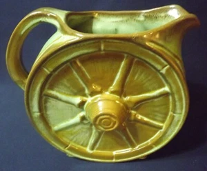 Vintage Frankoma Keramik Wagen Rad Krug Prärie grün 94D 20119 - Bild 1 von 10