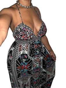 Fire Los Angeles Maxi Dress Womens M Med Babydoll Boho Floral Adjustable Straps - Picture 1 of 4