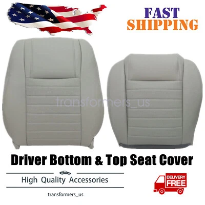 Cubierta de asiento de cuero gris para Ford Mustang GT 2005-2009 parte inferior y superior del lado del conductor Foto 1 de 4