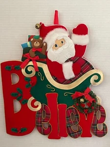 Colgante de pared de Papá Noel "Believe" 80% algodón 20% algodón 13 1/4" X 11 1/2" - Imagen 1 de 5