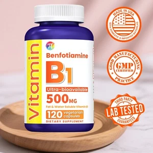 Vitamin B1 Benfotiamine,500mg per Serving,120 Capsules,Gluten Free,Non-GMO - Picture 1 of 7