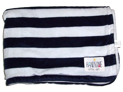 Manta de seguridad Carters Handsome Little Guy azul marino blanco a rayas para bebé Lovey Foto 1 de 2