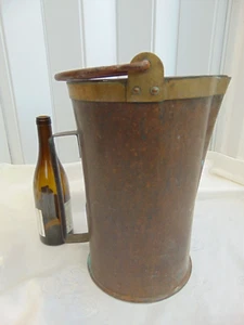 LARGE ANTIQUE BELGIAN DOVETAIL COPPER LIQUID MEASURE BUCKET PAIL RARE FARMHOUSE - Picture 1 of 15