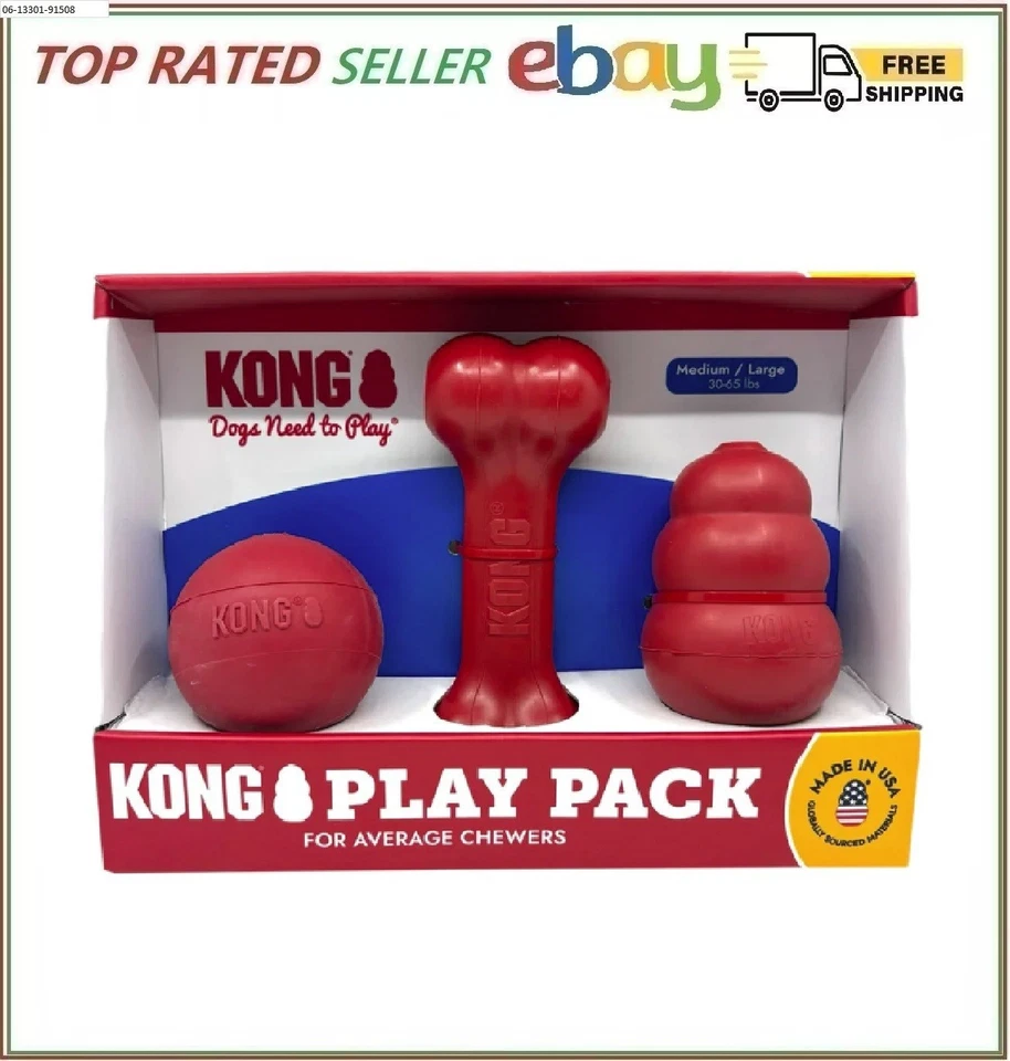 KONG Classic Dog Toys, 3 Count, New,  Free Shipping. - Image 1 of 2