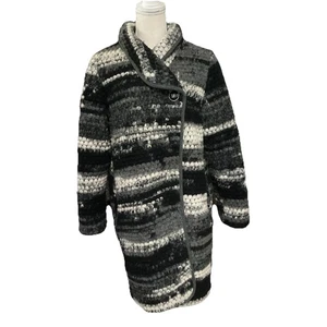 Edina Ronay London Wool Blend Chunky One Button Lined Coatigan Gray Black Size 8 - Picture 1 of 8