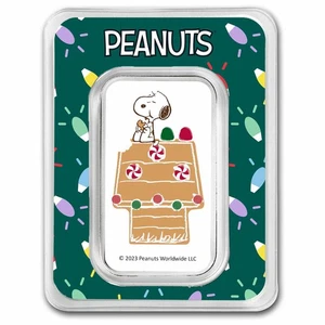 Peanuts® Snoopy Gingerbread House 1 oz Colorized Silver Bar - Picture 1 of 4