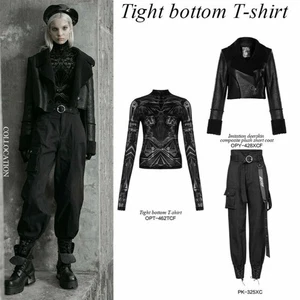 Women's Punk Original Circuit Board Pattern Mesh T-shirt Gothic Tight Sexy Tops - Picture 1 of 20