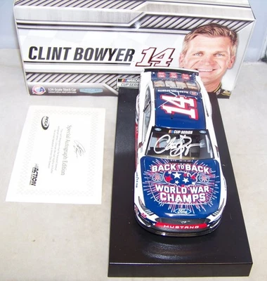 1:24 ACTION 2020 #14 BARSTOOL SPORTS PATRIOTIC CLINT BOWYER AUTOGRAPHED 1/156  - Image 1 of 4