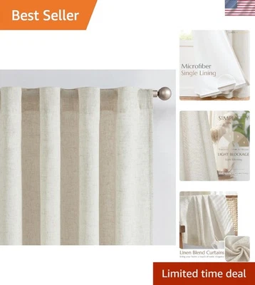 Paquete de 2 cortinas para ventanas de mezcla de lino crudo 50W x 96L Foto 1 de 4