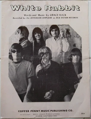 White Rabbit: palabras y música de Grace Slick (partituras) Jefferson Airplane JUSTO Foto 1 de 2