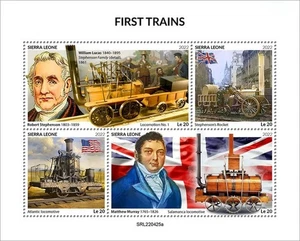 Sierra Leone - 2022 First Trains, Locomotives - 4 Stamp Sheet - SRL220425a - Picture 1 of 1