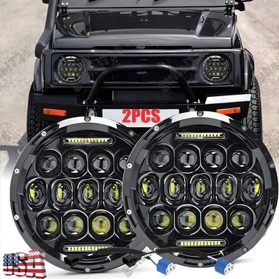 Par de faros LED redondos DOT de 7 pulgadas haz alto/bajo DRL para Suzuki Samurai 1986-1995 Foto 1 de 4