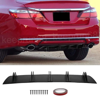 Rear Lip Bumper Diffuser 5 Fins Spoiler Splitter Kit For Honda Accord 2001-2025 Foto 1 de 4