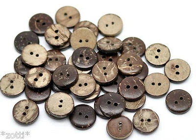 10 Knöpfe braun Kokosnuss Muster ca. 12 mm Wäscheknopf Knopf 2 Löcher Nähen * - Bild 1 von 2