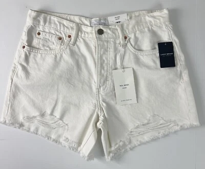 Lucky Brand Women Short Sz 10/30 Cut Offs 90s MIDI Distress Rigid Denim White C4 - Image 1 of 4
