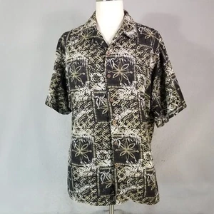 Caribbean shirt men's XL extra large black floral short sleeve silk Hawaiian - Picture 1 of 11
