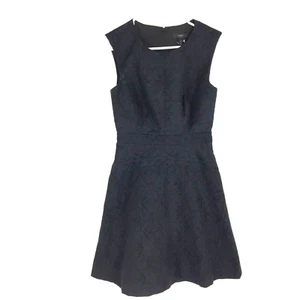 J.Crew Kleid 0 schwarz Struktur Stickerei Fit Flare ärmellos U-Ausschnitt gefüttert LN - Bild 1 von 6