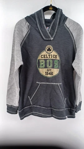Majestic Boston Celtics Women's Hooded Pullover Sweater NBA SZ S 1946 Gray/Green Cover