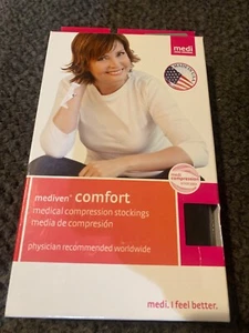 MEDIVEN Comfort Calf Ebony Compression Stockings Open Toe. Size V. Ebony 20-30 - Picture 1 of 3