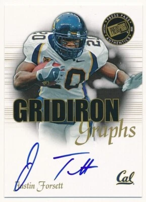 JUSTIN FORSETT 2008 PRESS PASS SE GRIDIRON GRAPHS #JF2 AUTOGRAPH CALIFORNIA SP B - Image 1 of 2