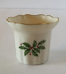 Lenox Votive Candleholder Holiday Dimension Collection Holly & Berry 2" 24k Edge - Picture 1 of 5