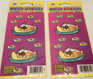 2 MELLO SMELLO SCRATCH & SNIFF Stickers BANANA Split Scent Sundae Smell 2003 - Picture 1 of 3