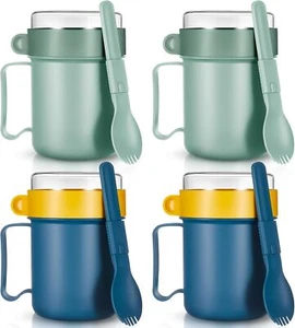 Mifoci 4 Pcs Microwave Soup Mug with Lid Containers and Green, Blue - Picture 1 of 6