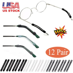 12Pairs Eyewear Anti Slip Silicone Ear Hook Temple Tip Holder Glasses Accessori - Picture 1 of 15