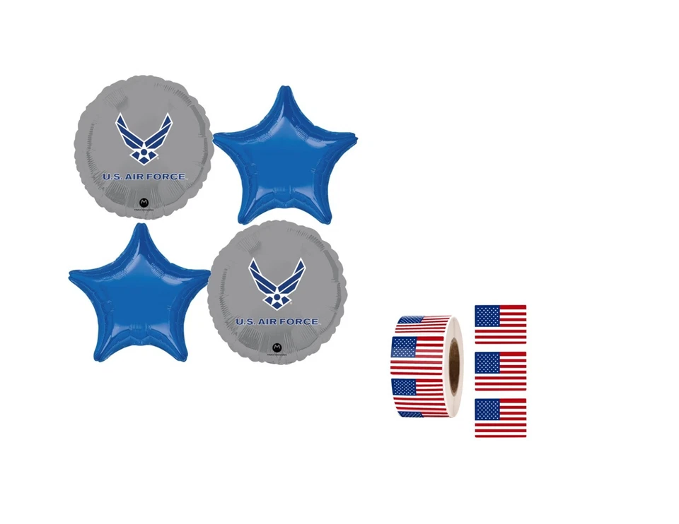 美国空军 4 件气球花束生日派对装饰 — 第 1/1 张图片